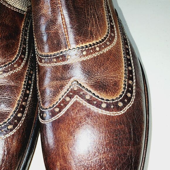 BENHEART Sz 7 FLORENCE Handmade Dip Dye Distressed Old Money Grunge Ankle Boots - Picture 7 of 16